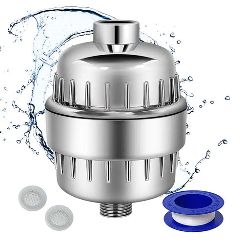HydroFlow high-output shower filter with plumber's tape and washers