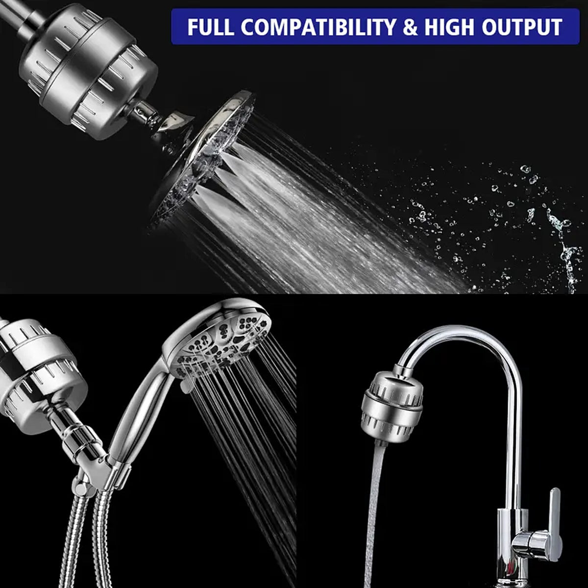 HydroFlow fits fixed and handheld shower heads with high output